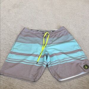 Volcom Men's Gray and Aqua Board Shorts